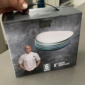 NIB Robert Irvine 8” Blue Ceramic Dinner Plates